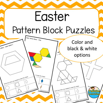 Preview of Easter Pattern Block Puzzles - Math Center Activity - Kindergarten/1st Grade