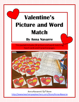 Preview of Valentine's Picture and Word Match