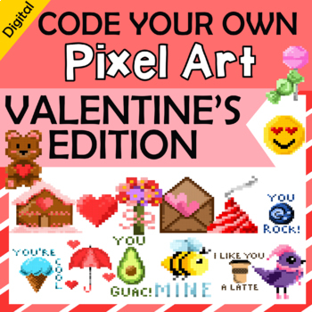 Preview of Valentine's Pixel Art Integrated Tech project - Code your own mystery reveals!