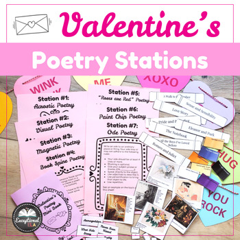 Preview of Valentine's Poetry Stations for Secondary ELA - Fun Valentine Writing Activity