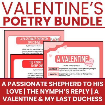 Preview of Valentine's Day Poetry Writing, Annotation, Comprehension & Worksheets Bundle