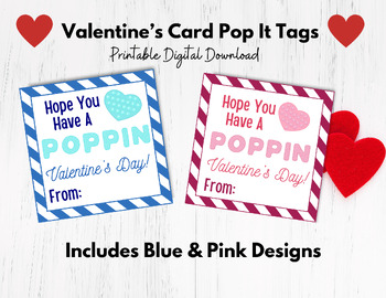 Preview of Valentine's Pop It Tags, Poppin' Labels, PopIt Valentine's Cards
