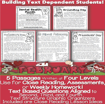 Preview of President's & More February LEVELED Close Reading Passages PDFs & digital