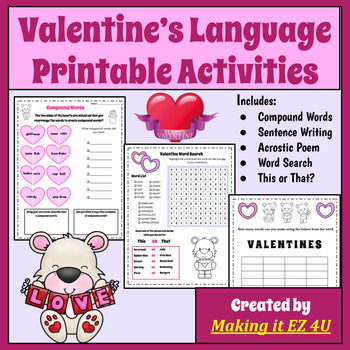 Preview of Valentine's Printable Language Activity Package
