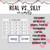 Valentine's Real vs. Silly ee Word Sort Center Practice