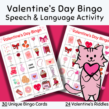 Preview of Valentine's Riddles Bingo: Speech Language Therapy, Making Inferences, Reading
