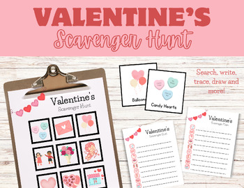 Preview of Write the Room Valentine's Scavenger Hunt - Literacy and Handwriting