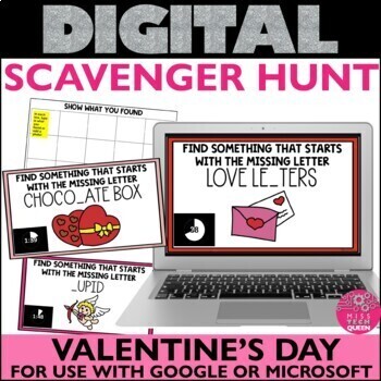 Preview of Valentine's Scavenger Hunt Digital Games No Prep Party Games February Valentine