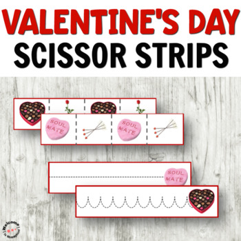 Preview of Valentine's Scissor Strips for Cutting Practice