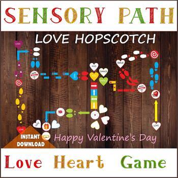 Preview of Valentine's Sensory path, Love floor or wall decals, Printable motor game