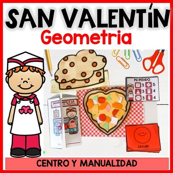 Preview of Valentine's Day Shapes Craft in Spanish | Figuras geométricas San Valentín