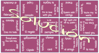 Preview of Valentine's Spanish-English Vocabulary Puzzle