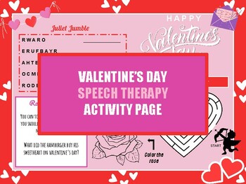 Preview of Valentine's Speech Therapy Activity Holiday Maze Coloring Jumble Riddle R S Z L