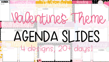 Preview of Valentine's Theme Agenda/Google Slides Templates for February
