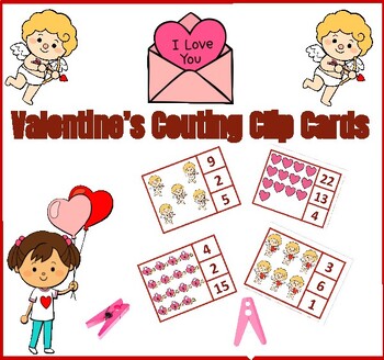 Preview of Valentine's Theme Counting Clip Cards