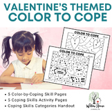 Valentine's Themed Color by Coping Skill Coloring Pages & 