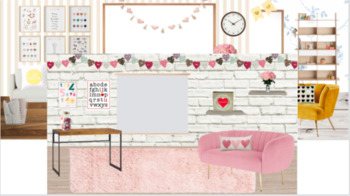 Preview of Valentine's Themed Digital Classroom Template 