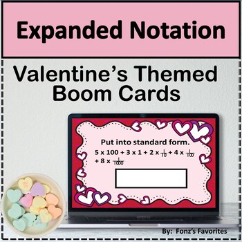 Preview of Valentines Themed Expanded Notation Boom Cards - Digital Activity