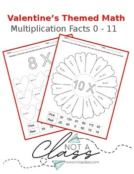 Preview of Valentine's Themed Multiplication Facts Practice Worksheets 0 - 11 | Editable