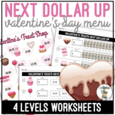 Valentine's Treat Menu Next Dollar Up Worksheets