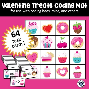 Preview of Valentine's Valentines Day Coding Mat - 2 size options for coding bees or mice