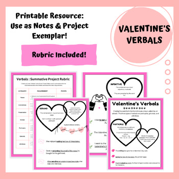Preview of Valentine's Verbals: Printable Resource - Notes AND/OR Summative Assessment