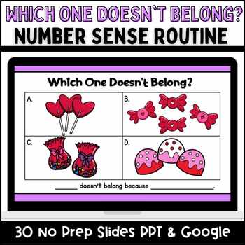 Preview of Valentine's Which One Doesn’t Belong? Paperless Number Sense Routine