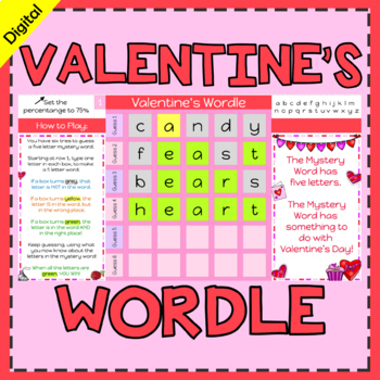 Preview of Valentine's Wordle Game for Valentine's Day party & literacy practice