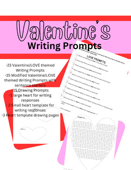 Preview of Valentine's Writing prompts and Drawing prompts