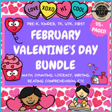 Valentine's and February Math and Literacy Bundle PreK Kin