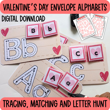 Preview of Valentine's day Alphabet trace and match,Valentine's day preschool Letter match