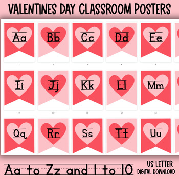 Preview of Valentine's day Classroom Posters,Preschool Classroom decor posters,Hearts