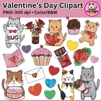 Preview of Valentine's day Clipart, Valentines's day doodle Clipart