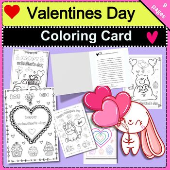 Preview of Valentine's day Coloring cards - Valentine's Card - Valentine's Day Craft