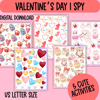 Preview of Valentine's day I spy Activity,Valentine's day preschool Fun Activity,Preschool