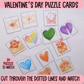 Preview of Valentine's day Puzzle Cards,Valentine's day preschool Fun Activity,Preschool