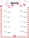 Valentine's day addition and subtraction sheets