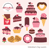 Valentine's day cakes, heart clipart, cupcake image, vecto