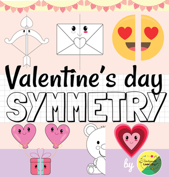 Preview of Valentine's day symmetry activity NO PREP worksheets 