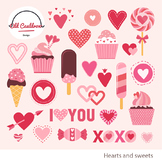 Valentine's sweets clipart, valentines day clipart,vector 