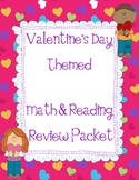Valentine theme 1st/2nd Math & Reading Review Packet verbs