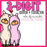 Valentines 3 Digit Addition and Subtraction Color-By-Number