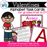 Valentines Alphabet Movement Task Cards