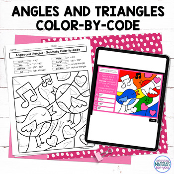 Preview of Valentines Angles and Triangles Printable and Google™ Slides