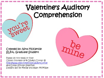 Preview of Valentine's Day Speech Therapy: Auditory Comprehension