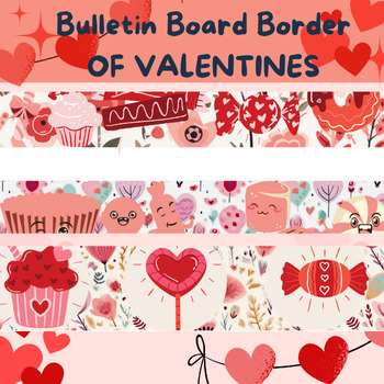 Preview of Valentines Bulletin Board Border Retro And Pastel Style