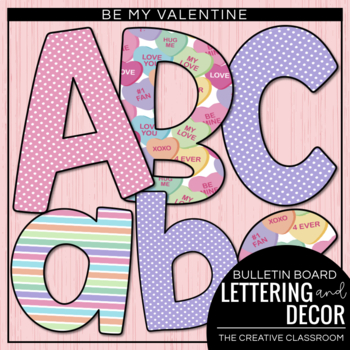 Preview of Valentine's Day Candy Hearts Bulletin Board Lettering and Borders