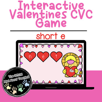 Preview of Valentines CVC Interactive Game | Short e | Google Slides