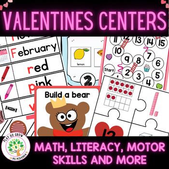 Preview of Valentines Centers | Math & Literacy Games | PreK & Kindergarten Resources