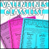 Valentines Day Class List - Editable!